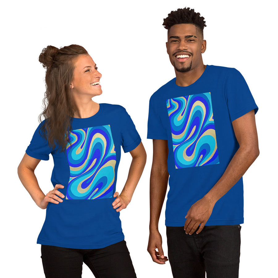 Blue & Gold Trippy Lines T-shirt