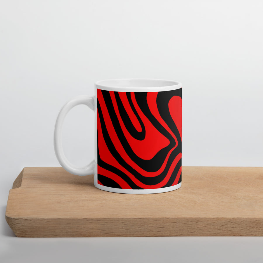 Red & Black Trippy Lines Mug