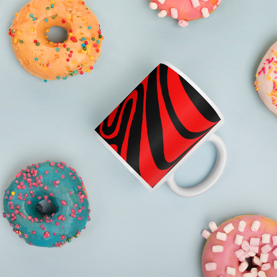 Red & Black Trippy Lines Mug