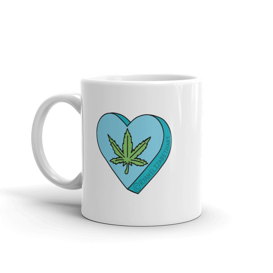 Weed Leaf Candy Heart Mug