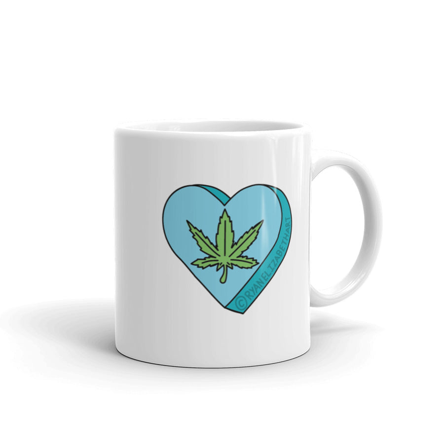 Weed Leaf Candy Heart Mug