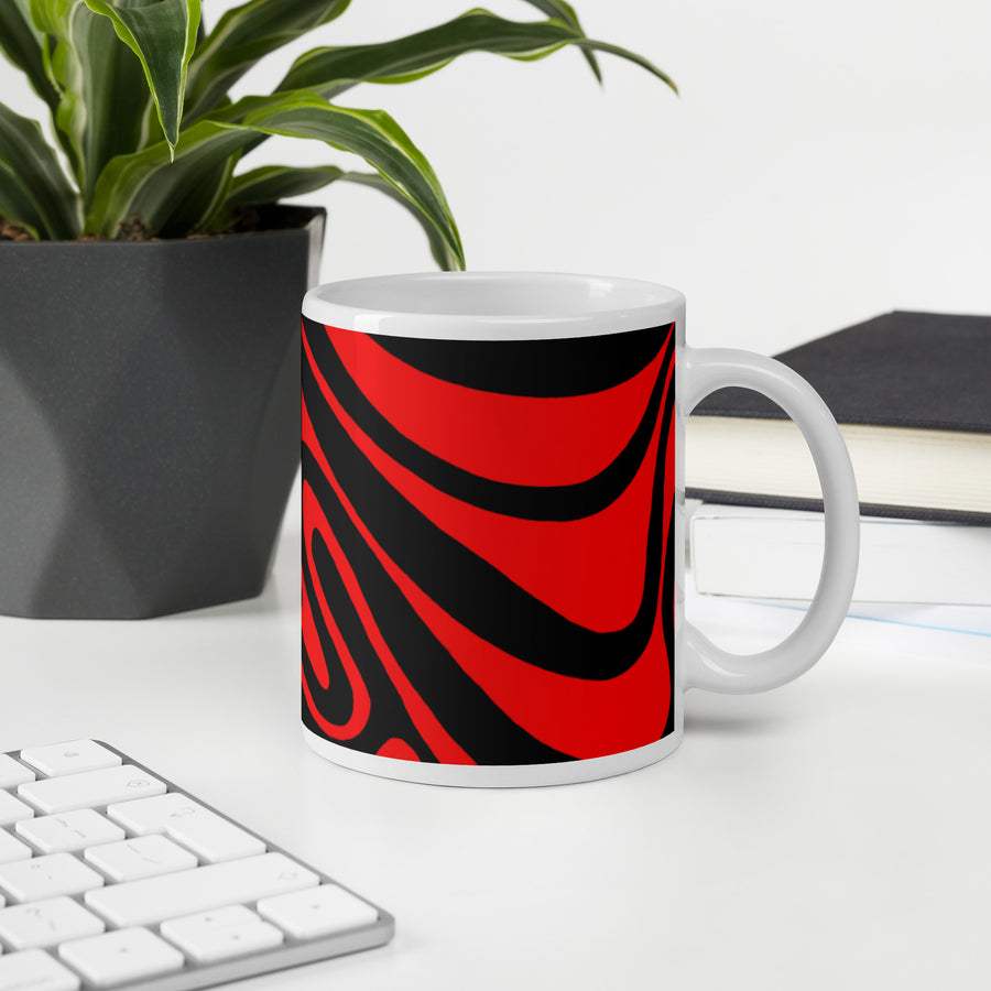 Red & Black Trippy Lines Mug