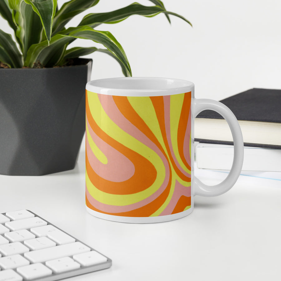 Orange, Yellow & Pink Trippy Lines Mug