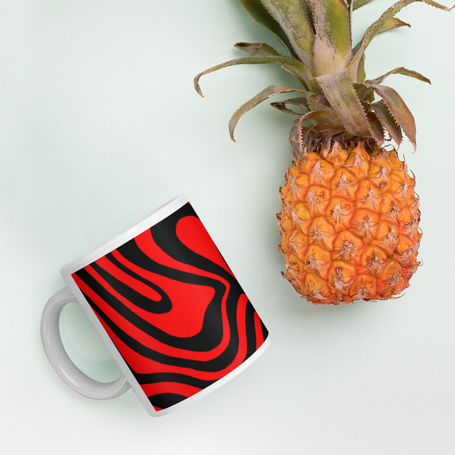 Red & Black Trippy Lines Mug