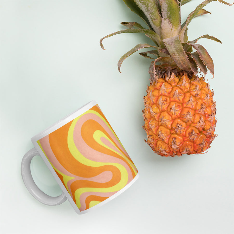 Orange, Yellow & Pink Trippy Lines Mug