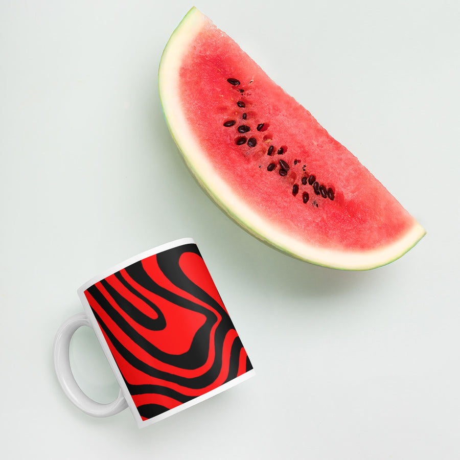 Red & Black Trippy Lines Mug