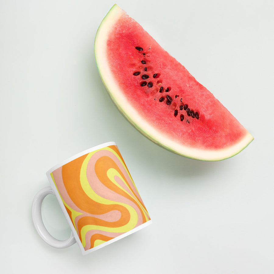 Orange, Yellow & Pink Trippy Lines Mug