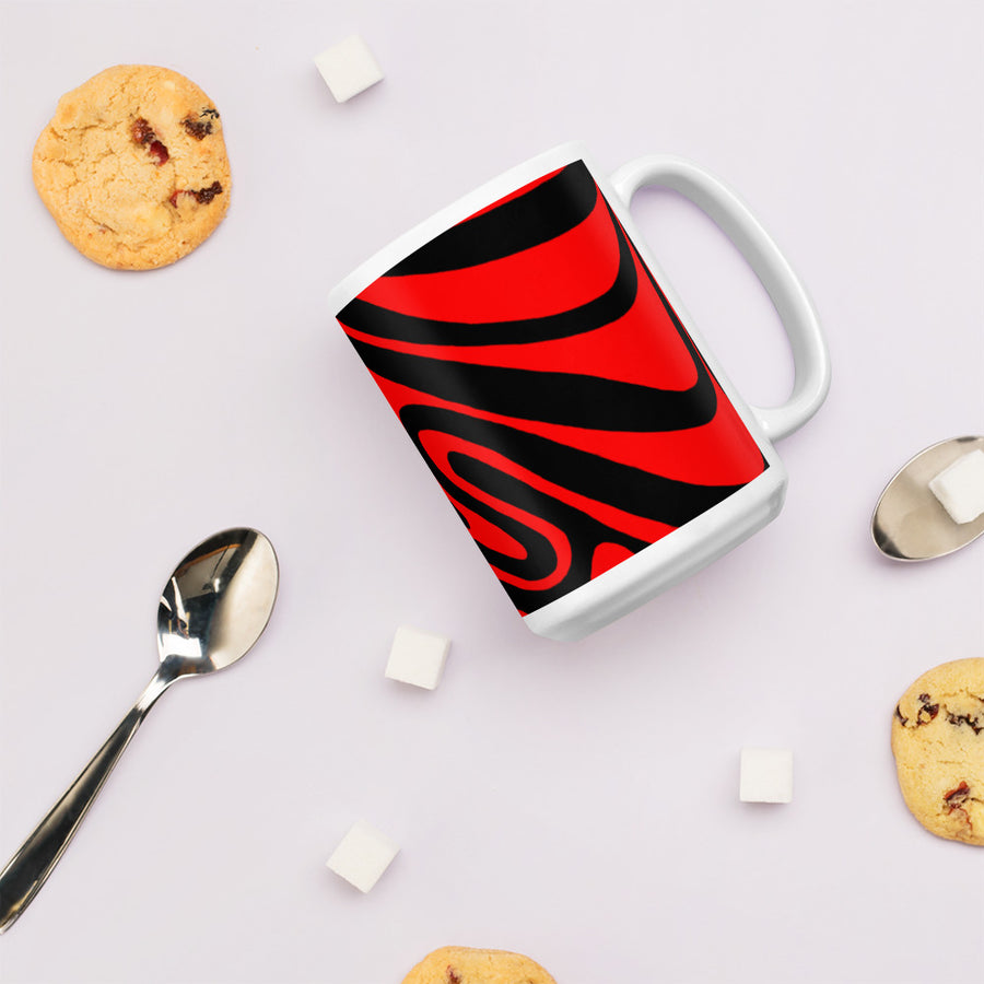 Red & Black Trippy Lines Mug