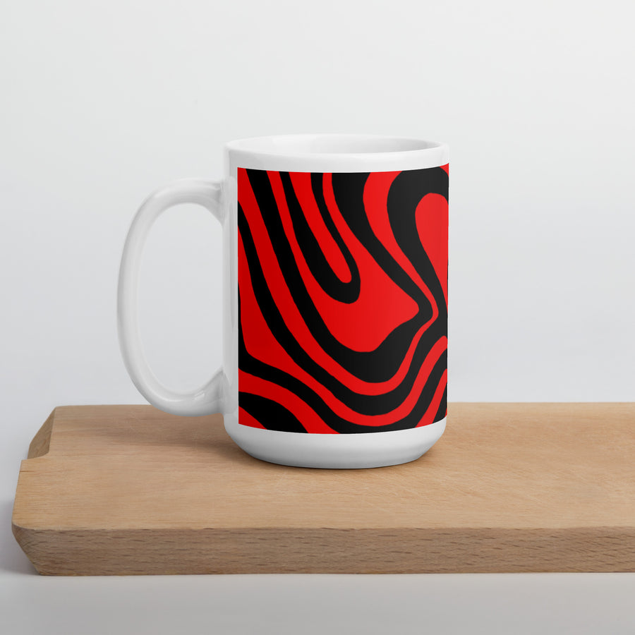 Red & Black Trippy Lines Mug