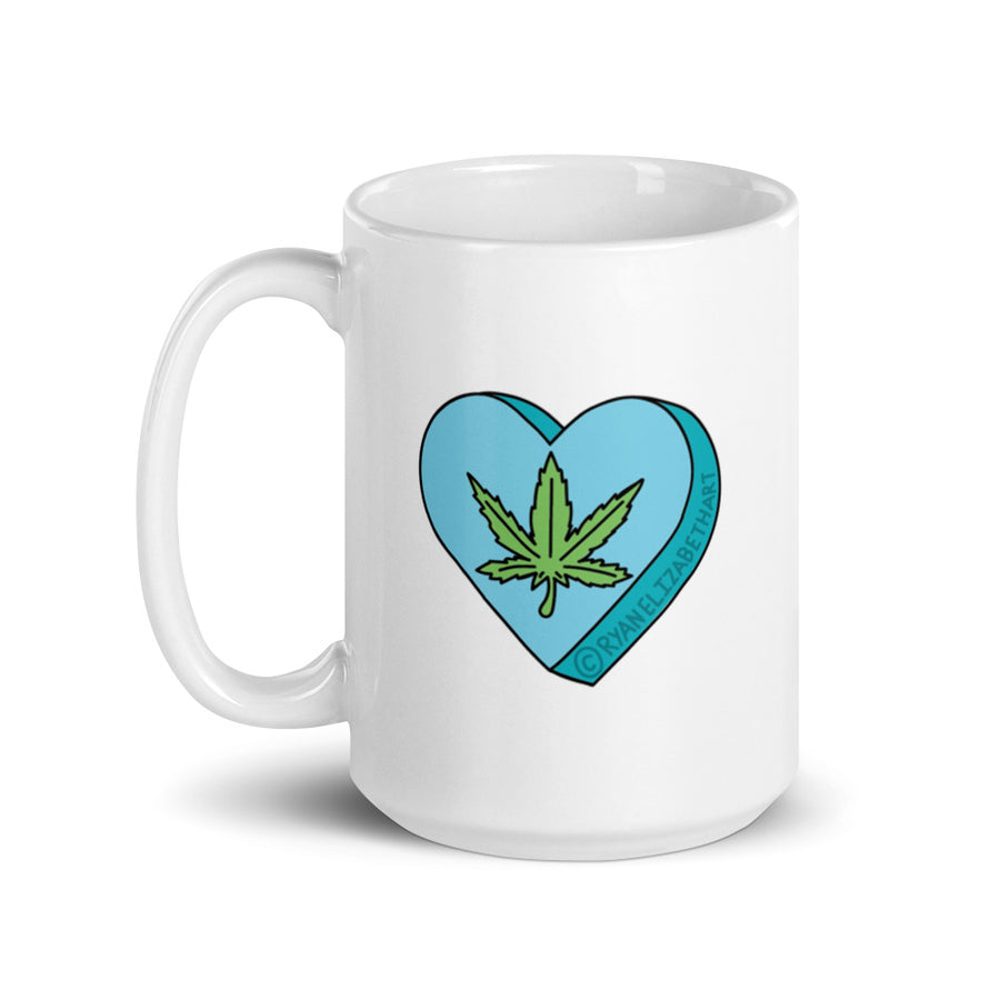 Weed Leaf Candy Heart Mug