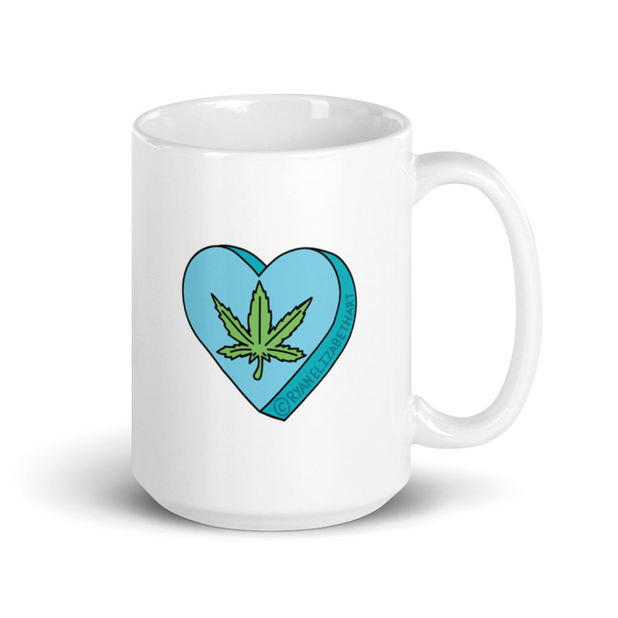 Weed Leaf Candy Heart Mug