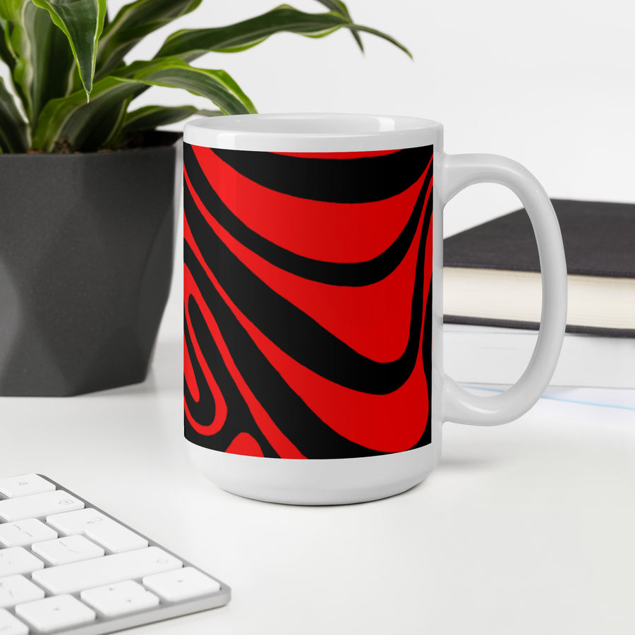 Red & Black Trippy Lines Mug