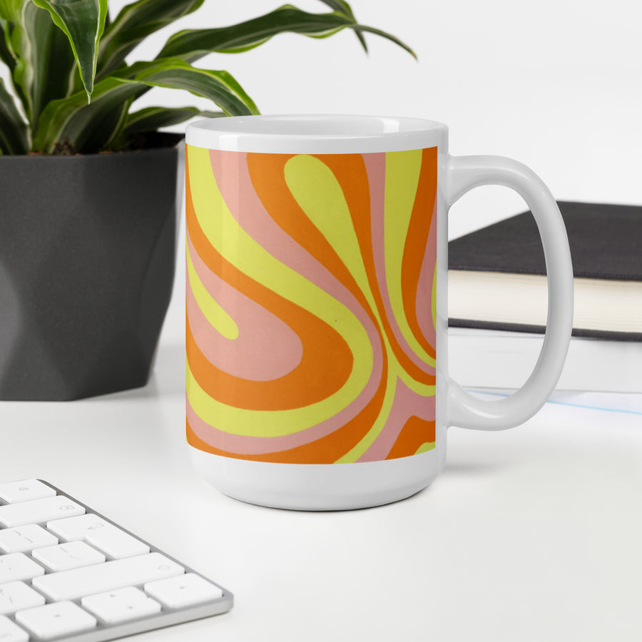 Orange, Yellow & Pink Trippy Lines Mug